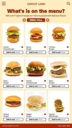Menu Burger Promotion
