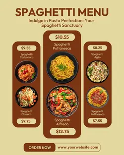 Food and Beverage Spaghetti Menu Instagram Story