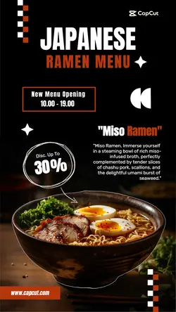 Premium Food Japanese Ramen Menu Instagram Story