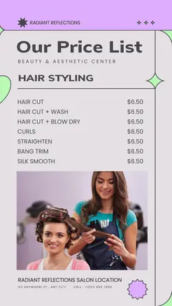 Beauty Salon Pricelist Instagram Story