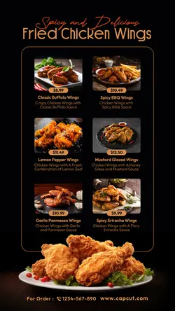 Food & Beverage Spicy and Delicious Fried Chicken Wings Instagram Story