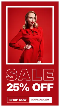 Women Fashion Red Dress sale instagram story