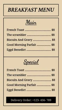 Breakfast Menu Instagram Story