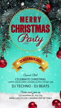 Merry christmas party blue instagram story