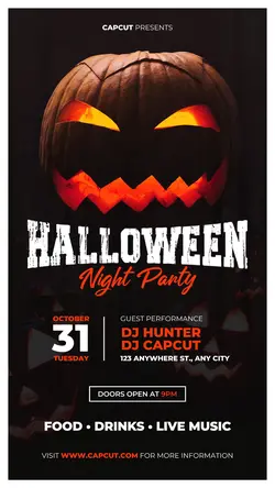 Halloween Night Party Invitation Template