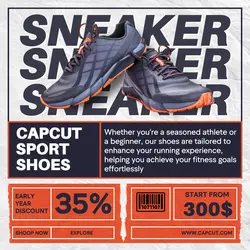 Editable sneaker business promotion display template for Instagram posts