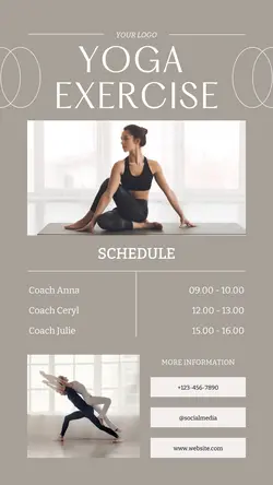 Yoga Exercise Schedule Instagram Story