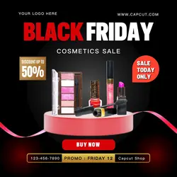 Black Friday Cosmetics Sale Promotion Instagram Post Black Modern