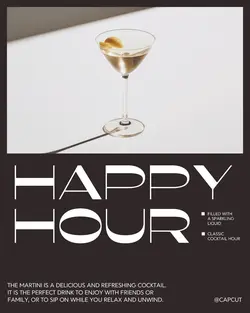 Black and White Minimalist Cocktail Instagram Post