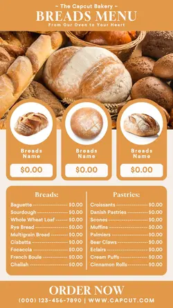 bakery menu instagram story