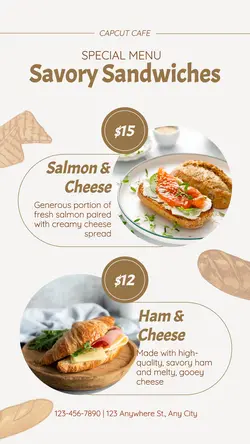 Food Sandwich Menu Instagram Story