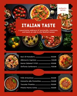 Food Italian Taste Menu