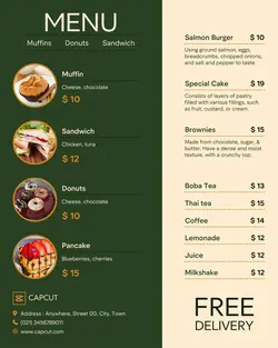 Food cake menu Instagram portrait