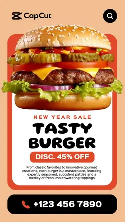 Tasty Burger New Year Sale Promotion Instagram Story