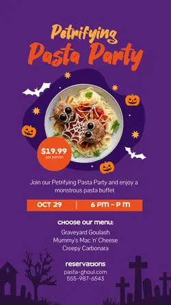 Pasta Party Halloween Instagram Story