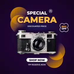 E-commerce Electronic Camera Hero Image Purple