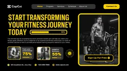 Black and Yellow Modern Fitness Program Promotion Website
