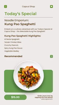 Chinese Food Special Menu Instagram Story