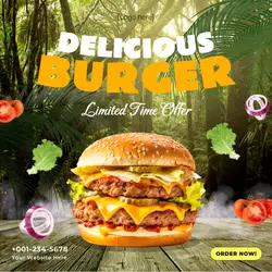 Food Burger Promo Instagram Post Green Forest