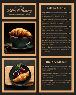 coffee and bakery menu instagram post