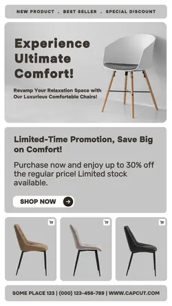 comfortable chair promotion instagram story