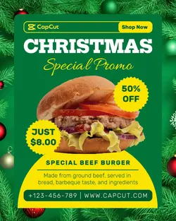 Christmas Special Promo Beef Burger Instagram Post