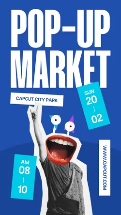 Blue Modern Pop-Up Market Event Instagram Story