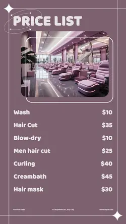 Beauty Salon Spa Pricelist Product Display
