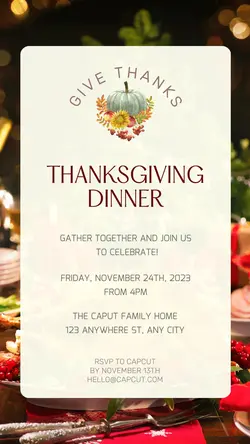 Thanksgiving Dinner Invitation Instagram Story