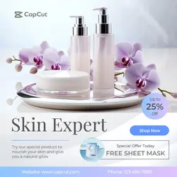 Skincare Promo Instagram Post Purple Minimalist