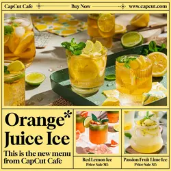 Drink Orange Juice Ice Product Display LinkedIn Post Yellow Minimalist