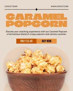 Caramel popcorn snack product display IG portrait