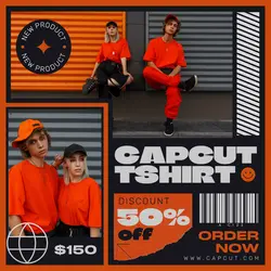 2 MULTI IMAGE WOMAN FASHION BLACK ORANGE