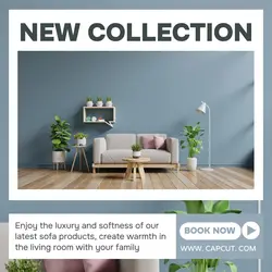 Minimalist promotional display design for living room sofa for Instagram posts