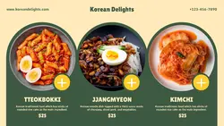Food and Beverage Menu Korean Food Product Display