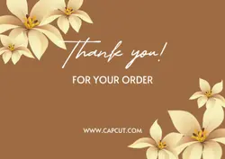 Non-marketing thankyou card brown with flower