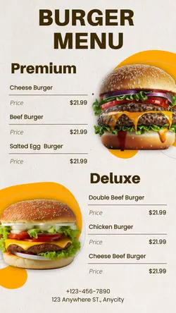 Food Burger Menu Instagram Story