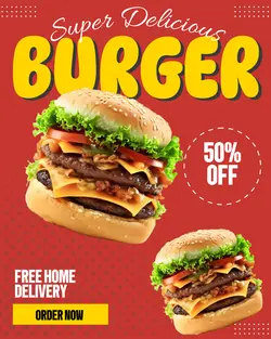 Red Burger Promotion Instagram Post