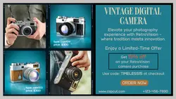 electronic vintage digital camera promotion twitter post